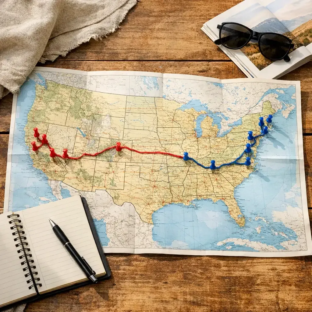 La Carte des États-Unis aide à choisir son itinéraire