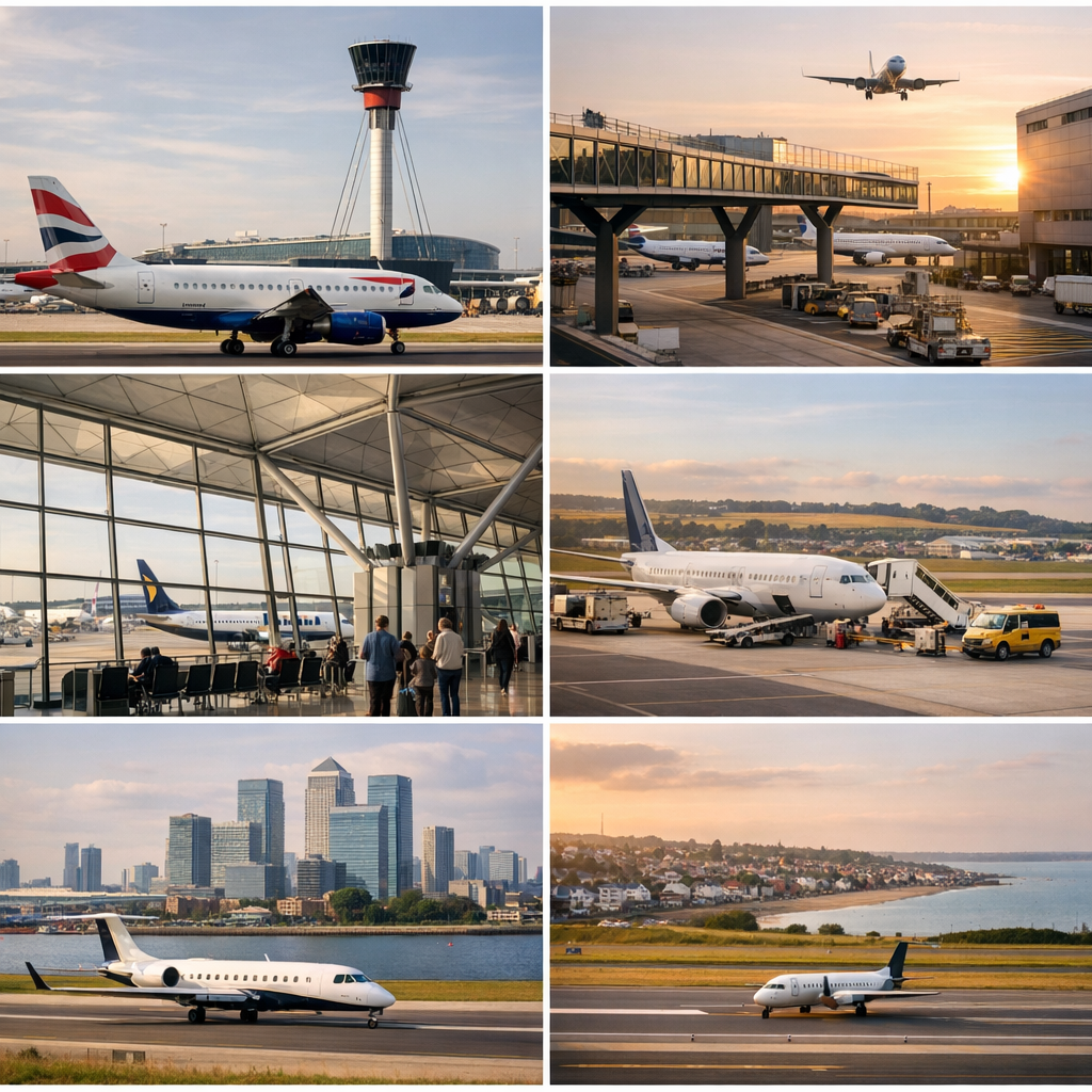 Les aéroports de Londres&nbsp;: Heathrow, Gatwick, Stansted, Luton, City et Southend
