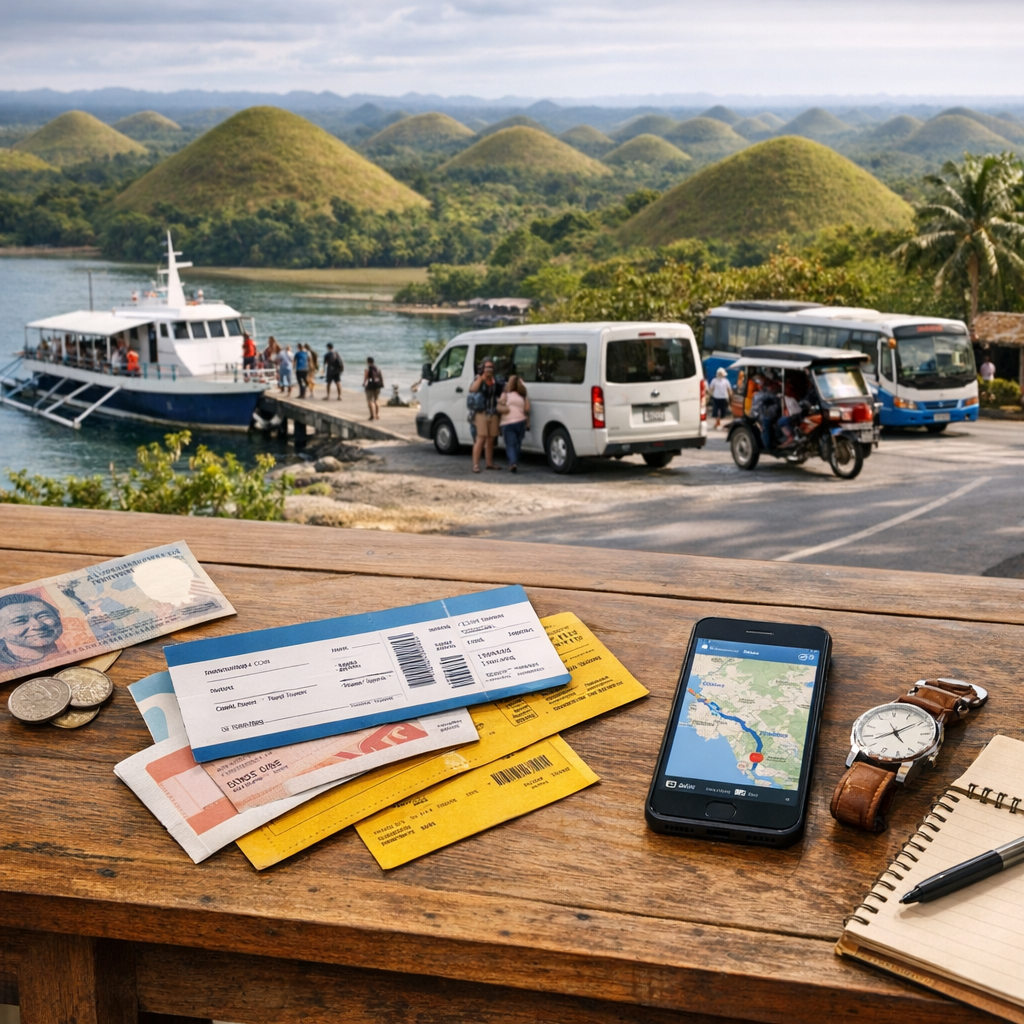 Itinéraire terrain depuis Panglao ou Tagbilaran : temps, coût et affluence à comparer