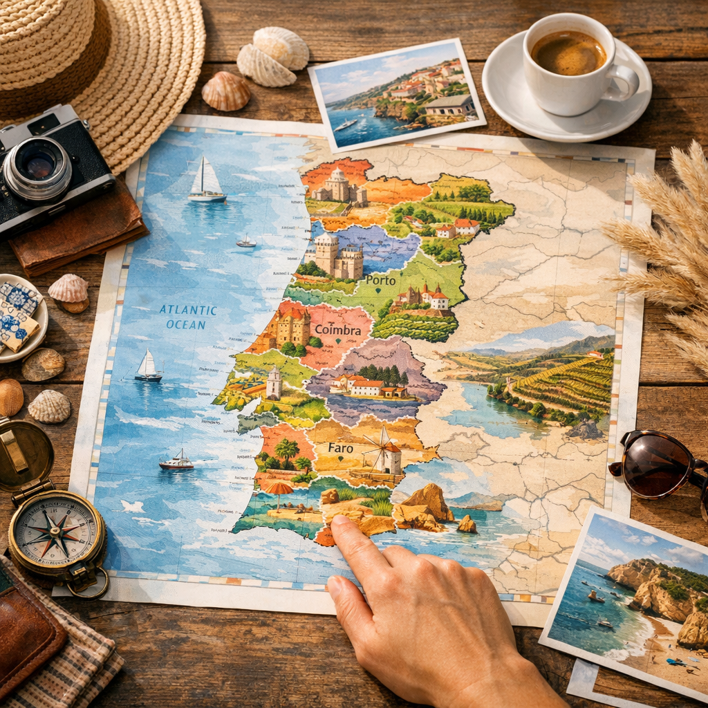 Carte touristique du Portugal&nbsp;: régions, villes et ambiances de voyage