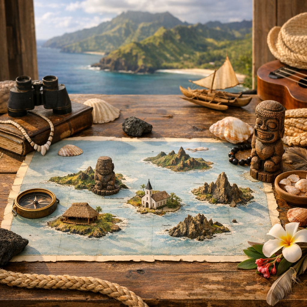 Îles principales et repères culturels à placer sur la carte