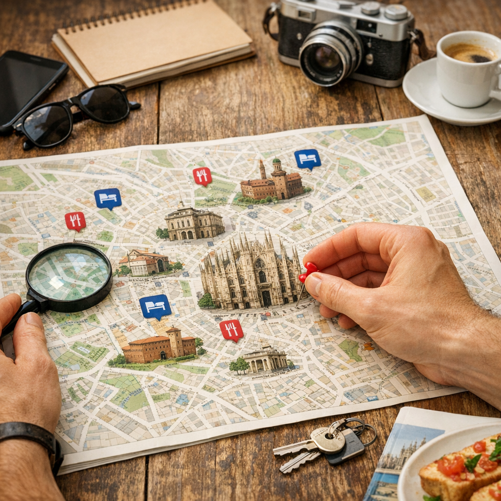 Que peut-on trouver sur une carte de Milan&nbsp;: hôtels, restaurants, sites touristiques