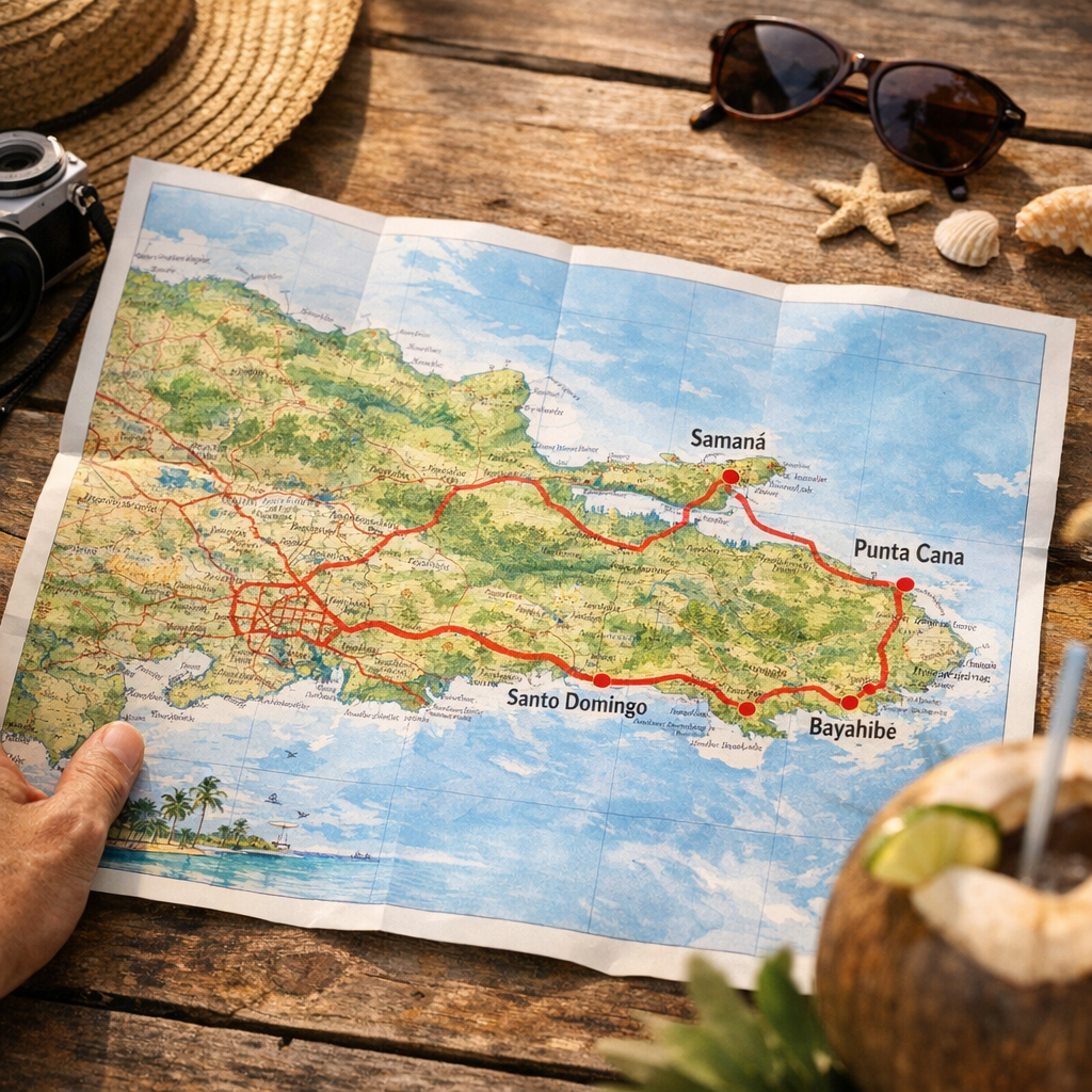 Carte routière&nbsp;: relier Punta Cana, Bayahibe, Samaná et Saint-Domingue