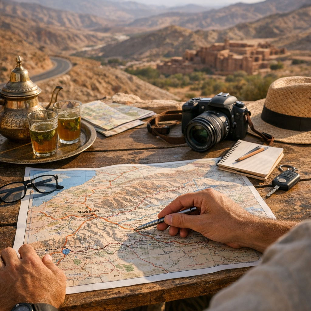 De Marrakech à Ouarzazate : distances, cols et étapes à vérifier sur la carte