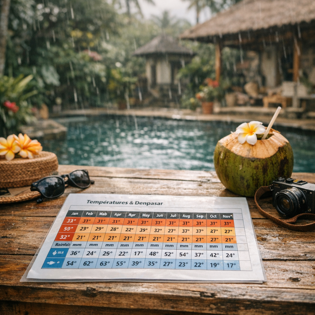 Températures à Denpasar, pluie et météo par mois&nbsp;: le tableau qui aide vraiment