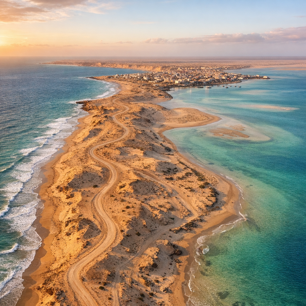 La Carte de Dakhla au Maroc révèle la baie et le désert
