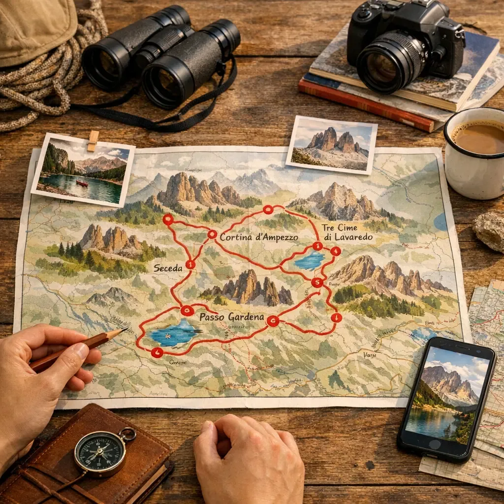 Itinéraire sur carte&nbsp;: les incontournables des Dolomites en 5 à 7 jours