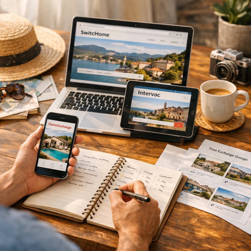 Recherche rapide&nbsp;: comparer HomeExchange, SwitcHome, Intervac et les groupes gratuits