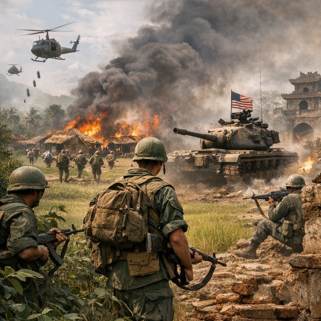 De 1955 à 1968 : du conflit vietnamien à l’escalade américaine et à l’offensive du Têt