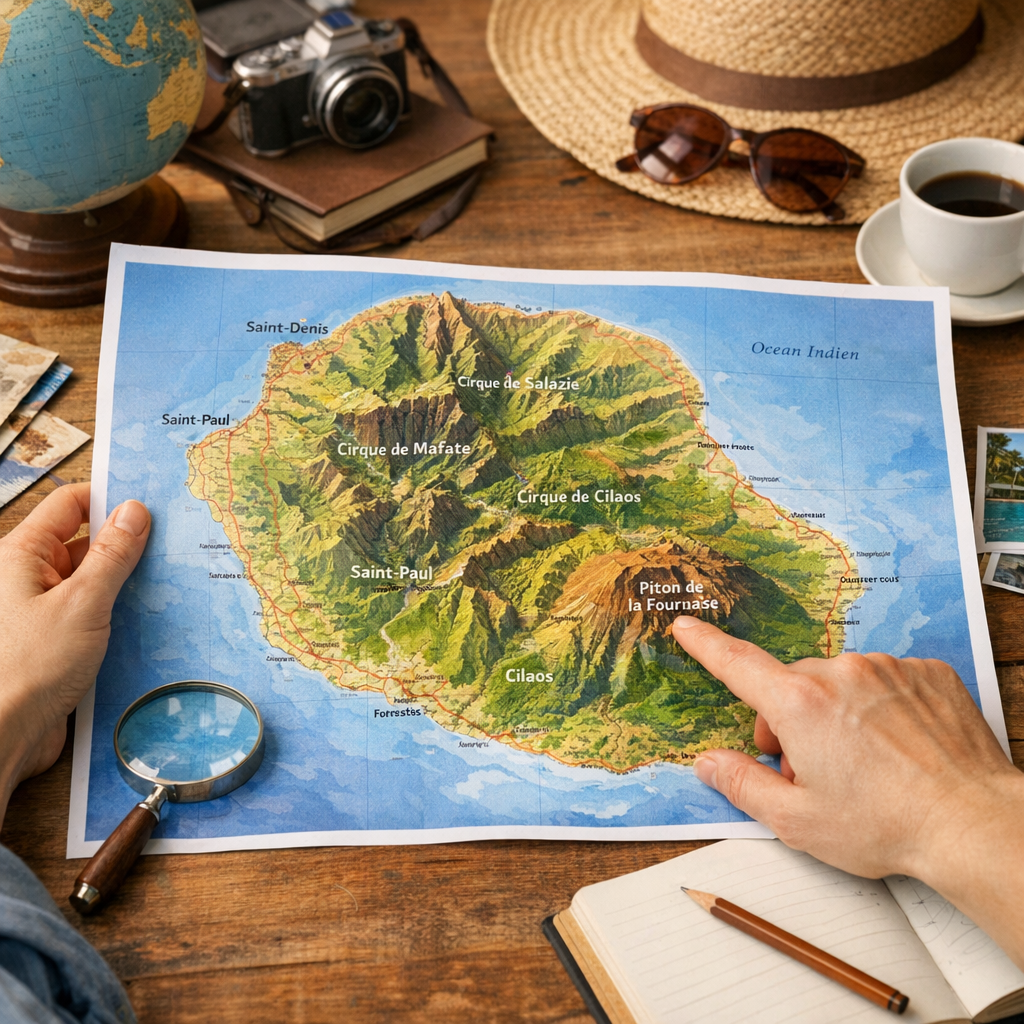 Carte de La Réunion&nbsp;: villes, reliefs et régions à repérer