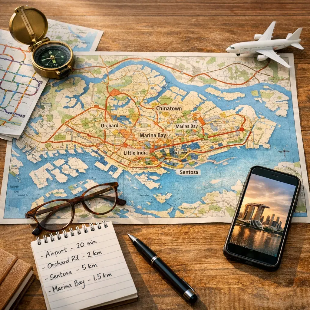Carte et plan de Singapour&nbsp;: quartiers, transports et distances utiles