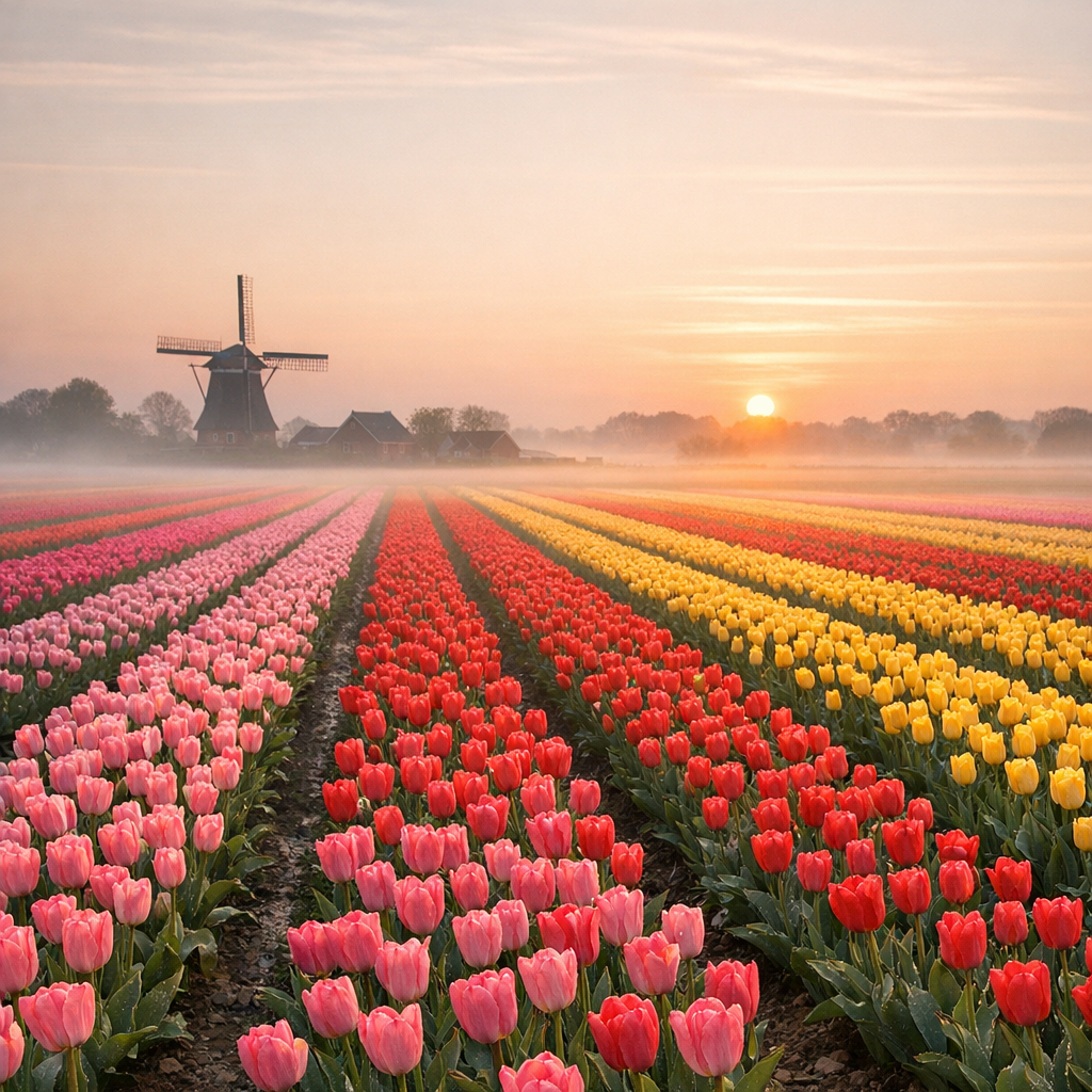 Un champ de tulipes aux Pays-Bas se visite au bon moment